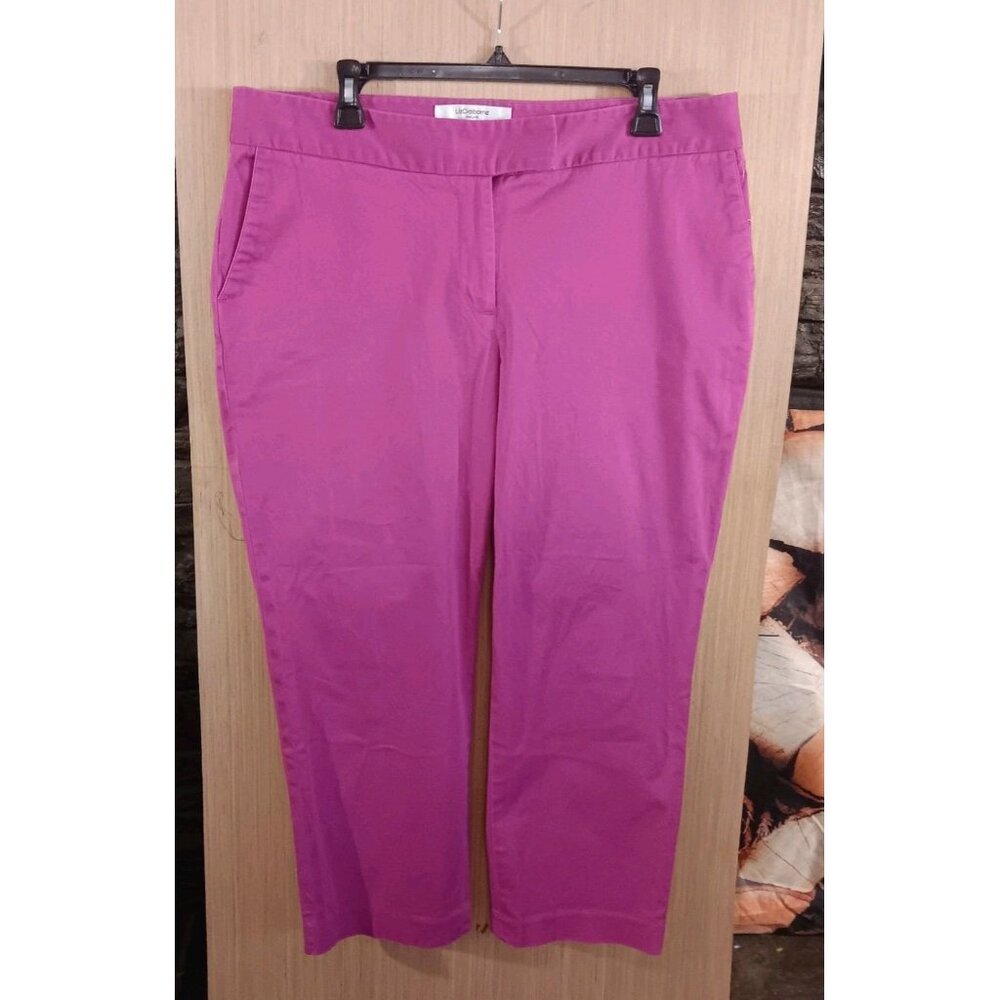 Liz Claiborne (16) Ladies Hot Pink Jackie Pants Crop Length Cotton Spandex Blend